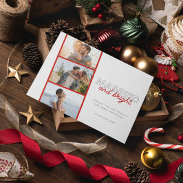 明るい結婚した写真新婚カップルのクリスマス シーズンカード