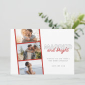 明るい結婚した写真新婚カップルのクリスマス シーズンカード (スタンド正面)