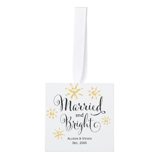 明るい結婚した新モダン規の写真 キューブオーナメント (正面)