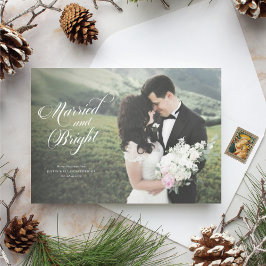 明るい結婚した新婚のクリスマスカード シーズンカード