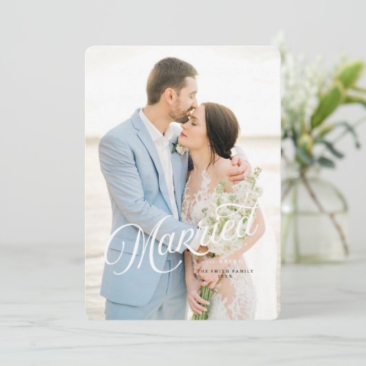 明るい結婚した新婚のクリスマスカード 招待状 (スタンド正面)