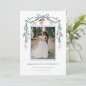 明るい結婚した新婚のクリスマスフォトカード シーズンカード (スタンド正面)