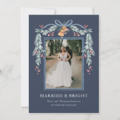 明るい結婚した新婚のクリスマスフォトカード シーズンカード (正面)