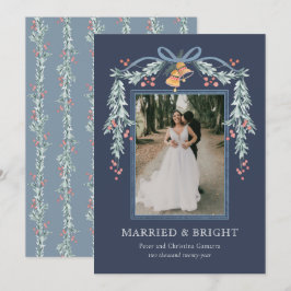 明るい結婚した新婚のクリスマスフォトカード シーズンカード