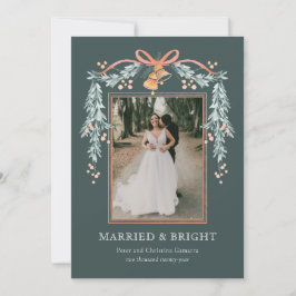 明るい結婚した新婚のクリスマスフォトカード シーズンカード