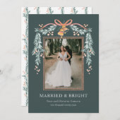 明るい結婚した新婚のクリスマスフォトカード シーズンカード (正面/裏面)