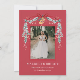 明るい結婚した新婚のクリスマスフォトカード シーズンカード