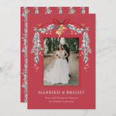 明るい結婚した新婚のクリスマスフォトカード シーズンカード (正面/裏面)