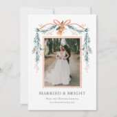 明るい結婚した新婚のクリスマスフォトカード シーズンカード (正面)