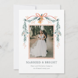 明るい結婚した新婚のクリスマスフォトカード シーズンカード
