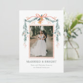 明るい結婚した新婚のクリスマスフォトカード シーズンカード (スタンド正面)