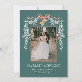 明るい結婚した新婚のクリスマスフォトカード シーズンカード