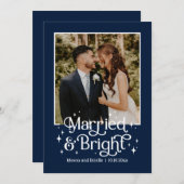 明るい結婚した新婚のホリデー・フォト・カード シーズンカード (正面/裏面)