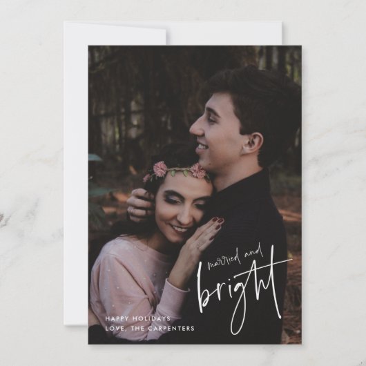 明るい結婚した新婚の写真クリスマス シーズンカード (正面)