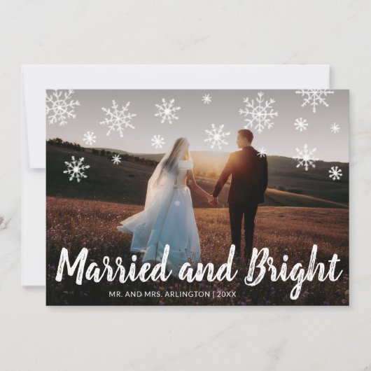 明るい結婚した新婚の写真クリスマス シーズンカード (正面)