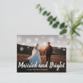 明るい結婚した新婚の写真クリスマス シーズンポストカード (スタンド正面)