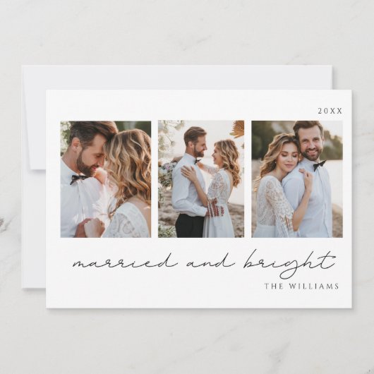 明るい結婚した新婚の写真 シーズンカード (正面)