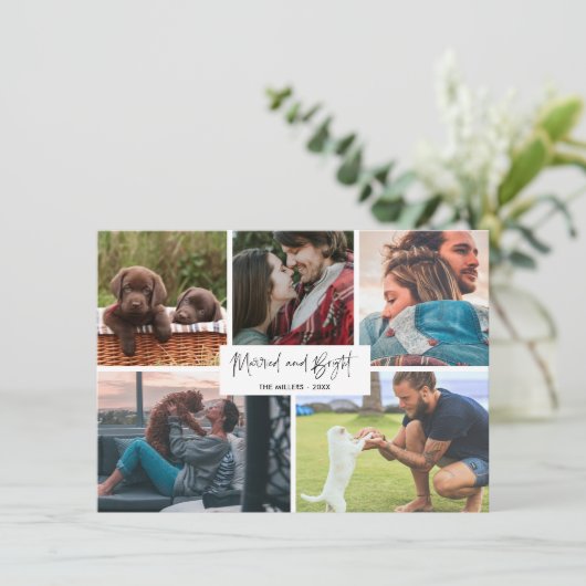 明るい結婚した新婚カップルの写真 シーズンカード (スタンド正面)