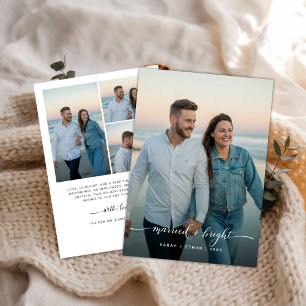 明るい結婚した新婚クリスマスビーチ写真 シーズンカード
