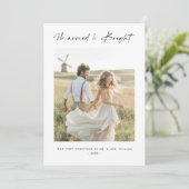 明るい結婚した新婚初めてのクリスマス写真 シーズンカード (スタンド正面)