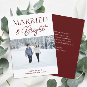 明るい結婚した赤のスクリプモダント写真クリスマス シーズンカード
