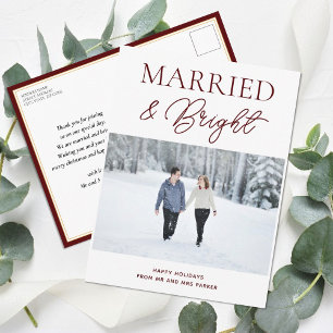 明るい結婚した赤のスクリプモダント写真クリスマス シーズンポストカード