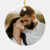 明るい結婚した赤の休日の写真 セラミックオーナメント (裏面)