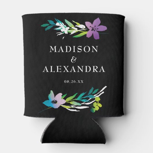 明るい結婚フローラの名前と日付 缶クーラー (裏面)