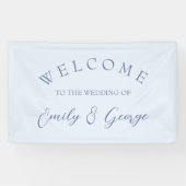 明るい結婚青色の歓迎サイン 横断幕 (横)