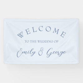 明るい結婚青色の歓迎サイン 横断幕