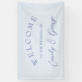 明るい結婚青色の歓迎サイン 横断幕 (縦)