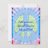 明るい絞り染めのピースサインの招待状 セーブザデート (裏面)