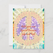 明るい絞り染めのピースサインの招待状 セーブザデート (裏面)