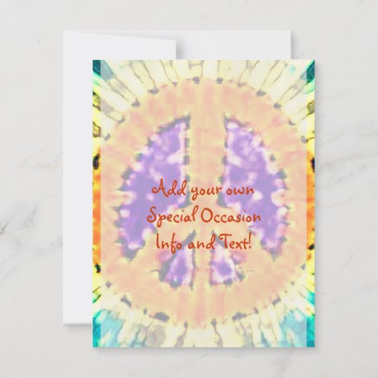 明るい絞り染めのピースサインの招待状 セーブザデート (裏面)