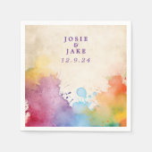 明るい絵を描の飛び結婚跳ね上げ スタンダードカクテルナプキン (正面)