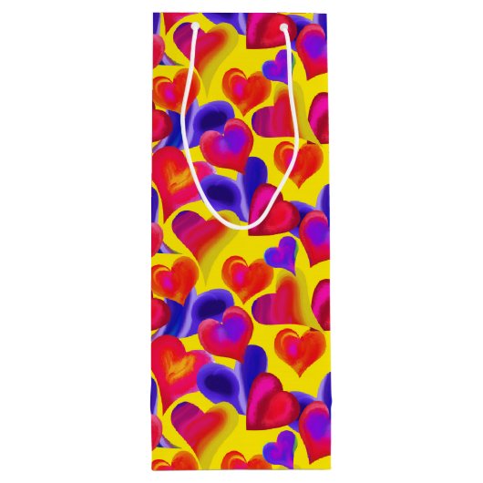 明るい絵を描ハート |バレンタインデー ワインギフトバッグ (裏面)