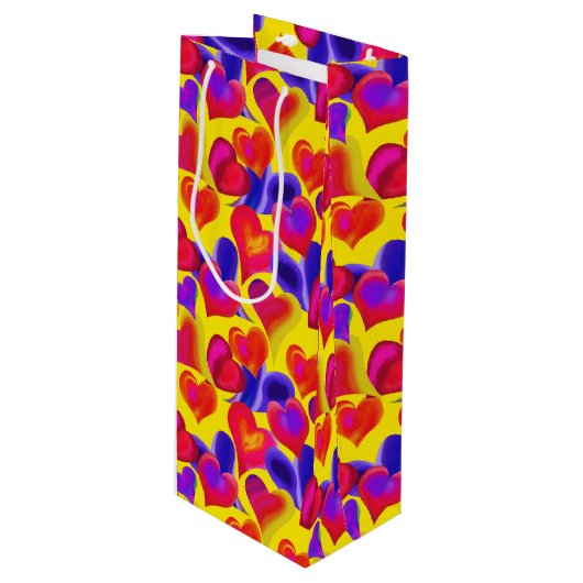 明るい絵を描ハート |バレンタインデー ワインギフトバッグ (正面アングル)