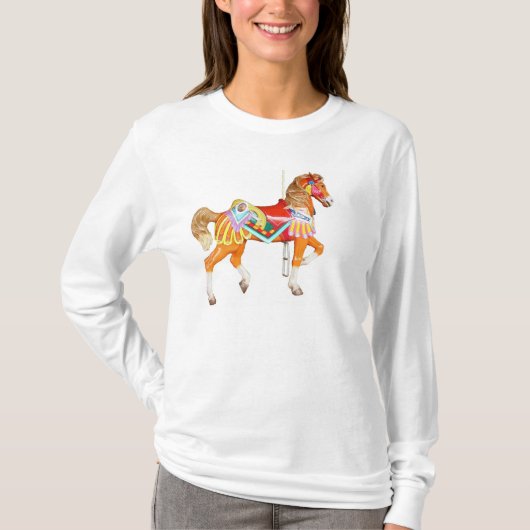 明るい絵を描回転木馬馬 Tシャツ (正面)