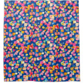 明るい絵を描抽象芸術正方形パターン シャワーカーテン (正面)