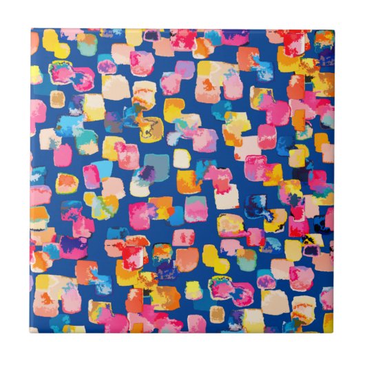 明るい絵を描抽象芸術正方形パターン タイル (正面)