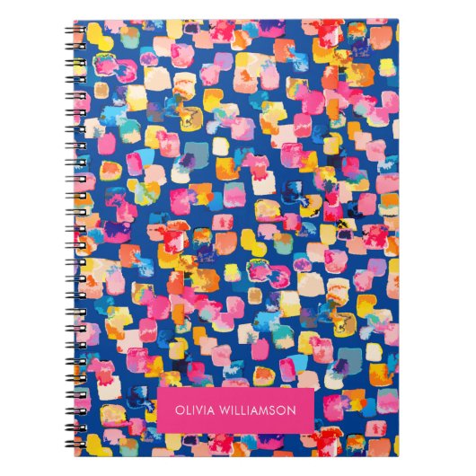明るい絵を描抽象芸術正方形パターン ノートブック (正面)