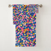 明るい絵を描抽象芸術正方形パターン バスタオルセット (インサイチュ)