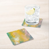 明るい絵を描抽象芸術。ブラシストロモダンーク スクエアペーパーコースター (インサイチュ)