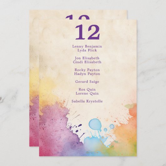 明るい絵を描飛び結婚の座席表 招待状 (正面/裏面)