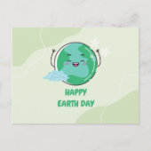 明るい緑とティール(緑がかった色)かわいいアースデイ ポストカード (正面)