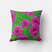 明るい緑とピンクの花柄 クッション (裏面)