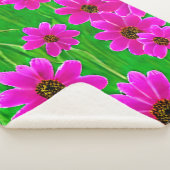 明るい緑とピンクの花柄 シェルパブランケット (3/4)