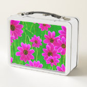 明るい緑とピンクの花柄 メタルランチボックス (裏面)