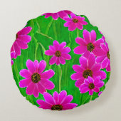 明るい緑とピンクの花柄 ラウンドクッション (裏面)