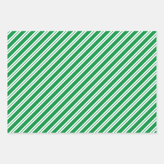 明るい緑と白のコーディネートされたクリスマス ラッピングペーパーシート (正面3)